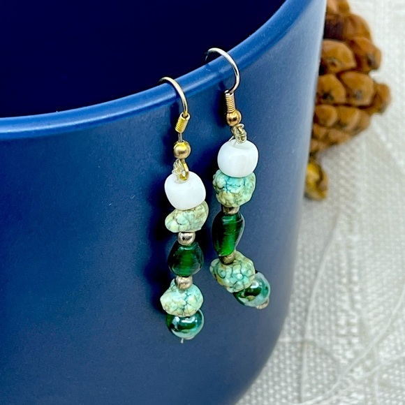 Handmade Vintage 90's Beaded Earrings - Picture 1 of 8